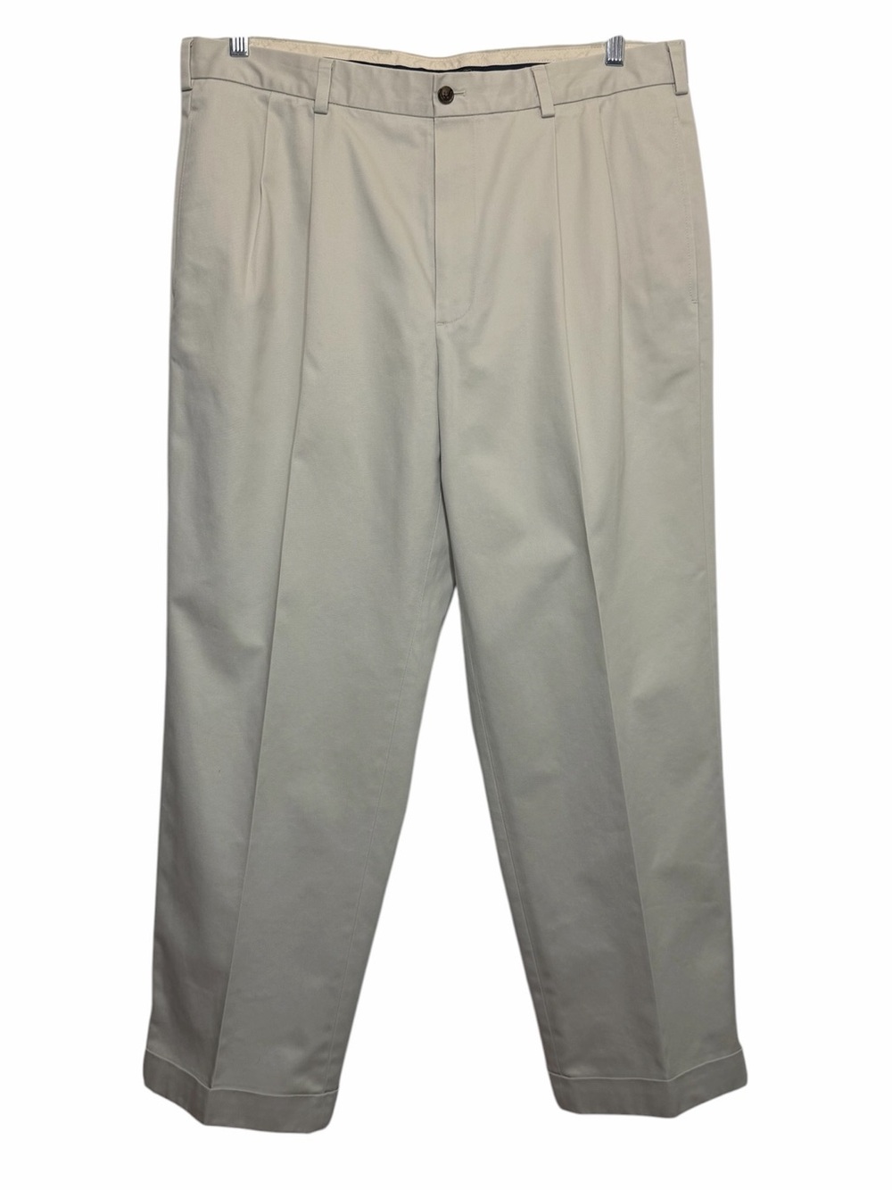 Brooks Brothers Pants Mens 38x28.5 Beige Advantage Chino Elliot Pleated Cuffed
